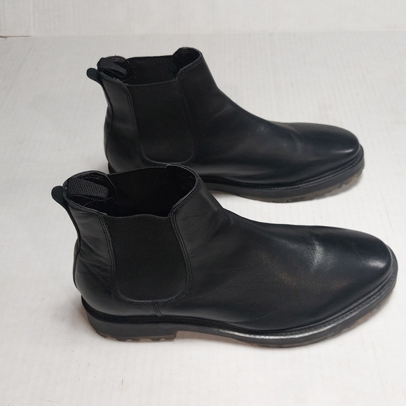 Walk London Sean Chunky Chelsea Boots In Black Leather. - Picture 1 of 16